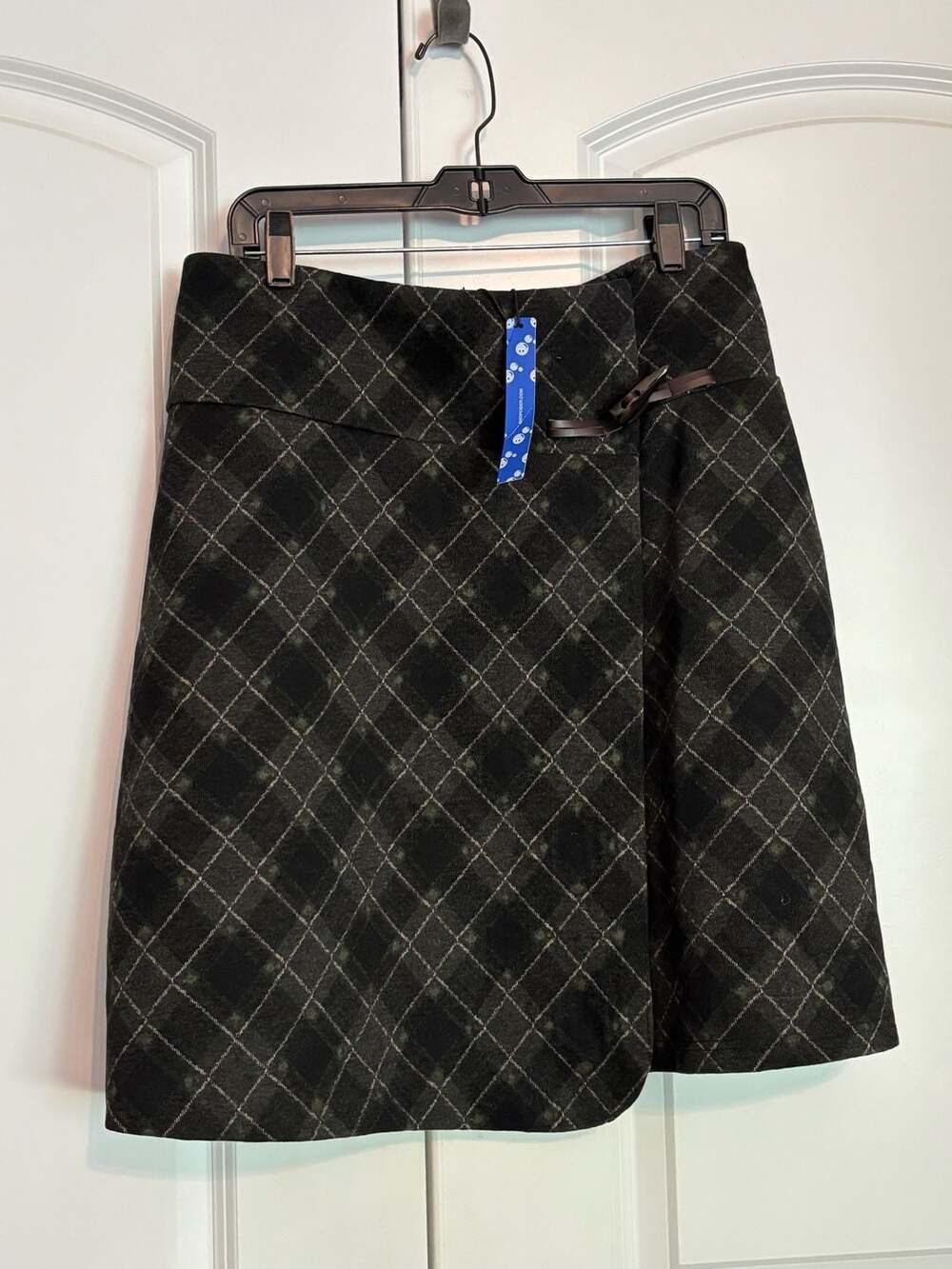 Cider Plaid Asymmetrical Wrap Skirt with Toggle Closure Size 0XL